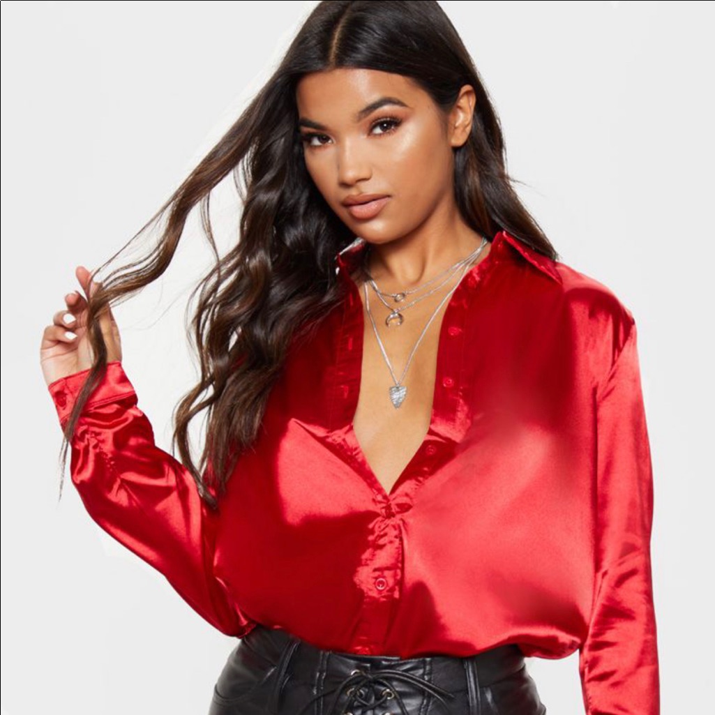 Satin Button Down Top